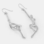 SAPIENS DANGLER Earrings – Unique Brass Statement Earrings (White Bronze)