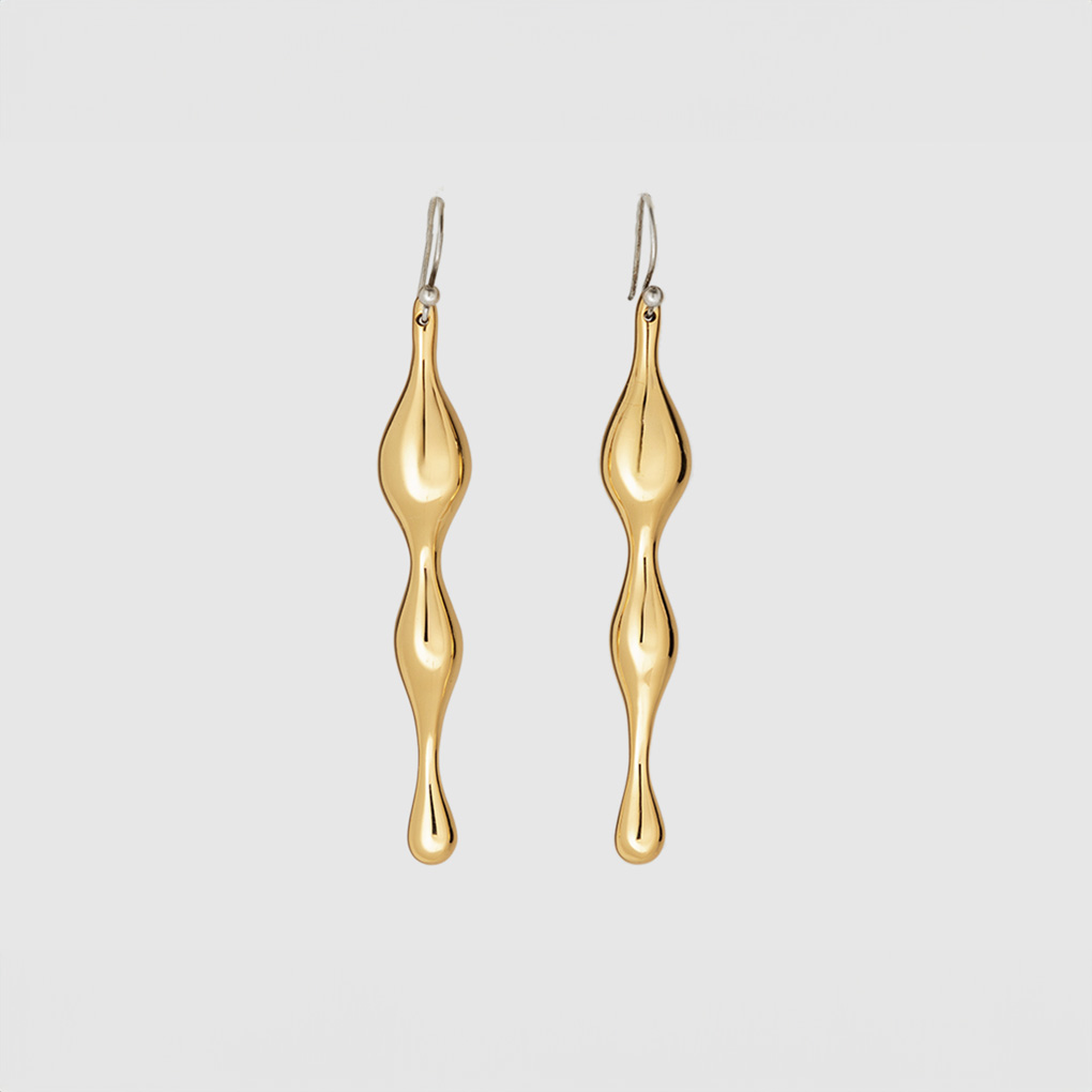 BUD DANGLER Earrings – Artistic Brass Drop Earrings (Polished Brass)