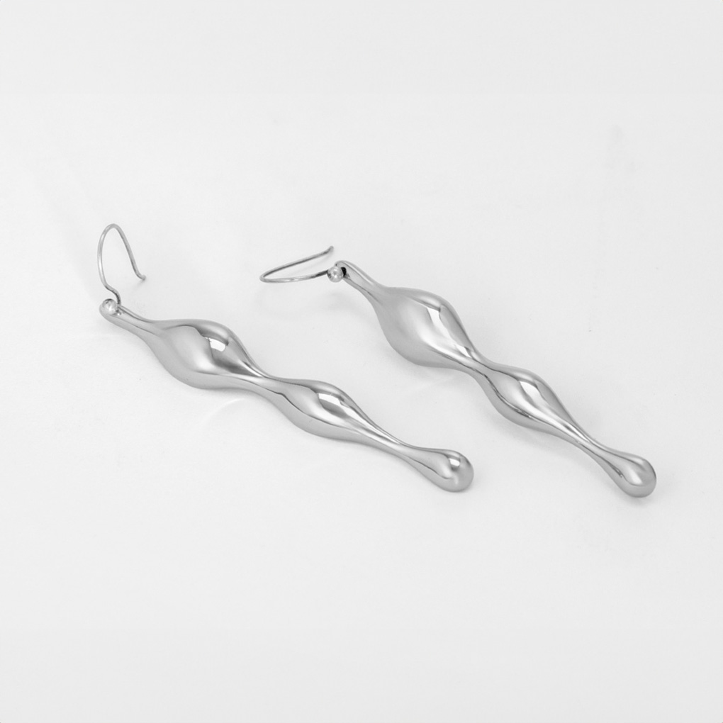 BUD DANGLER Earrings – Artistic Brass Drop Earrings (White Bronze)
