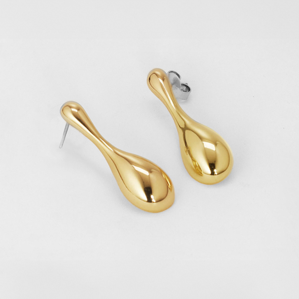 BUD TOP Earrings – Minimalist Brass Stud Earrings (Polished Brass)