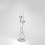 EDEN COUPLE CANDLE HOLDER - Tall Brass Candle Stand For Corners (Chromed Brass)