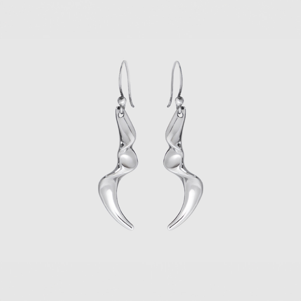 EDEN MOJO DANGLER Earrings – Artistic Brass Drop Earrings (White Bronze)