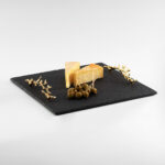 HARVEST CHEESE BOARD - Handcrafted Stone Serving Tray for Cheese (Polished Brass)
