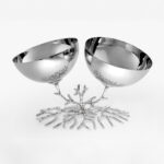 HARVEST TWIN BOWL -2-in-1 Snack Bowls For Serving (Chromed Brass)