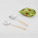 HARVEST SALAD SERVERS – Special Salad Serving Spoon Set of 2 (Polished Brass)
