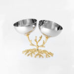 HARVEST TWIN BOWL -2-in-1 Snack Bowls For Serving (Polished Brass)