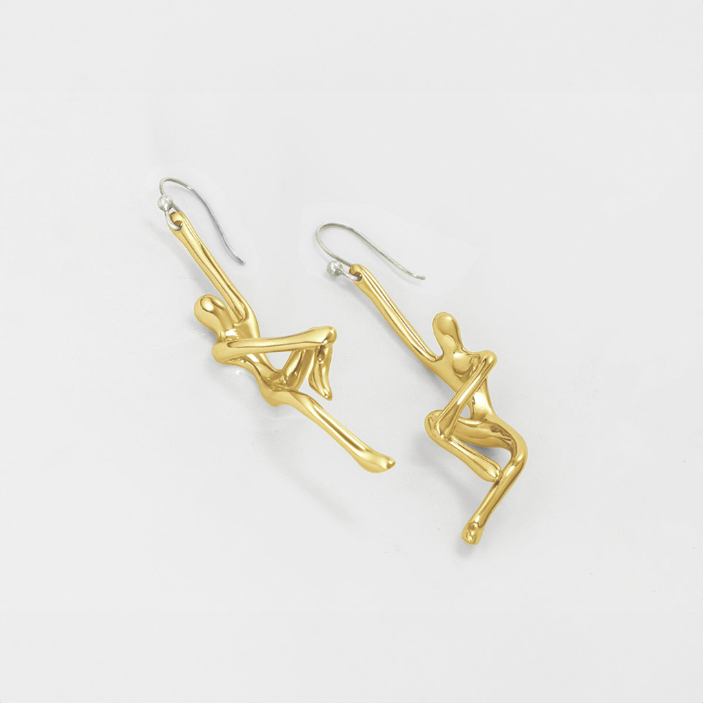 SAPIENS DANGLER Earrings – Unique Brass Statement Earrings (Polished Brass)