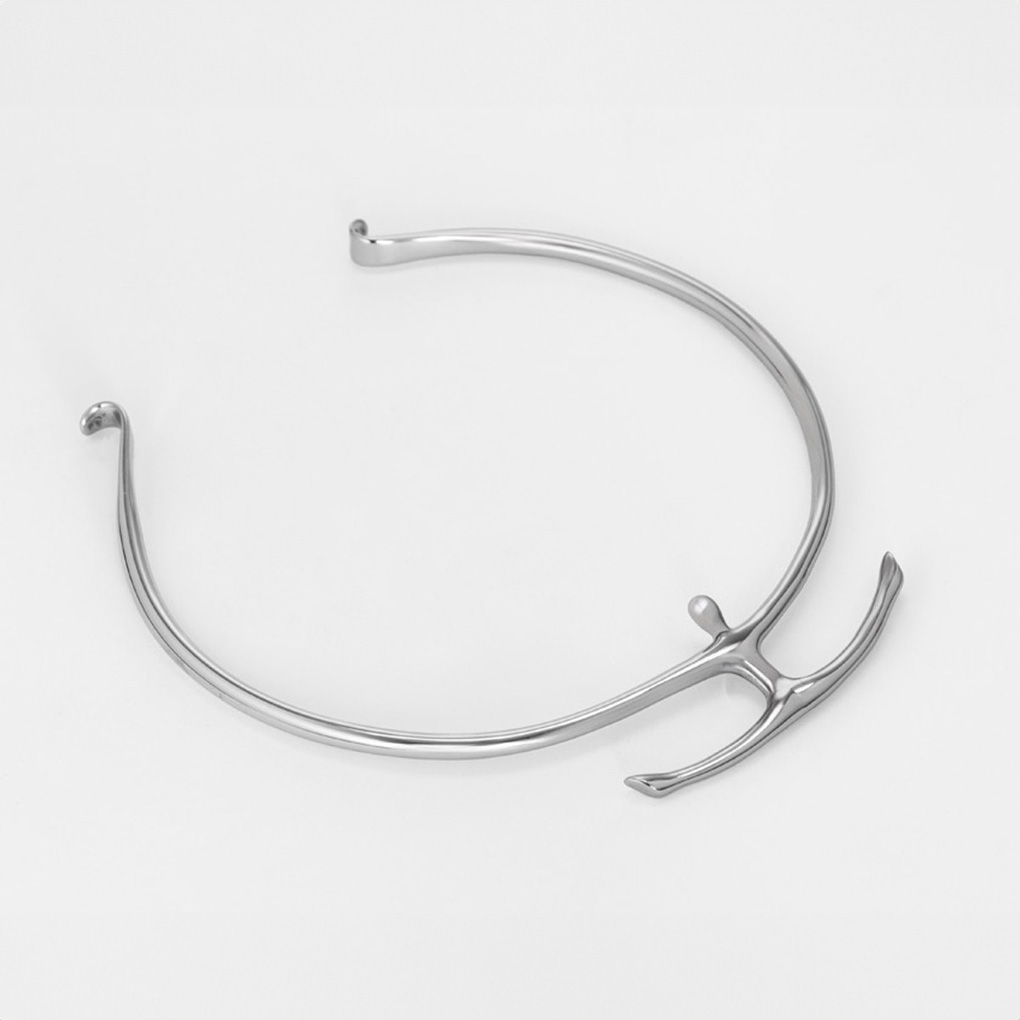 SAPIENS NECKPIECE – Sculptural Brass Necklace (White Bronze)