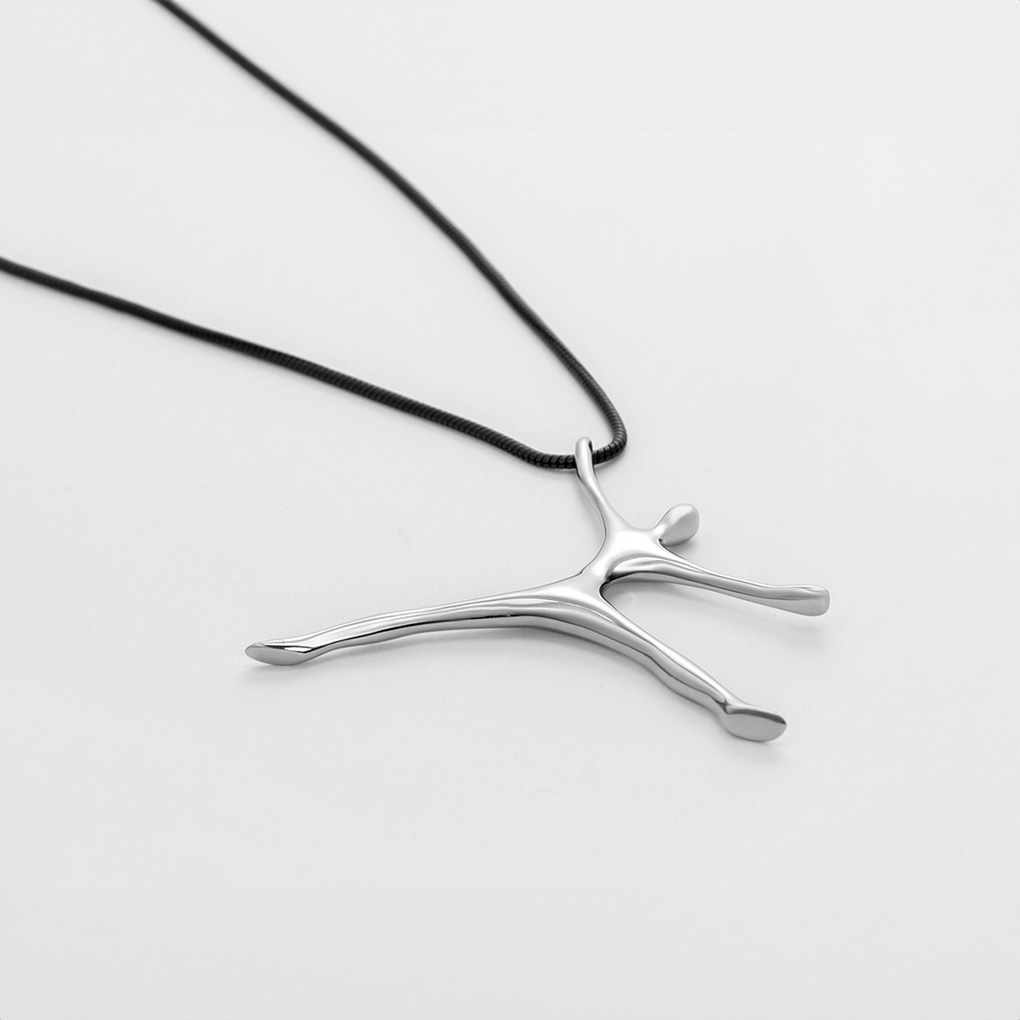 SAPIENS PENDANT – Sculptural Brass Pendant Necklace (White Bronze)