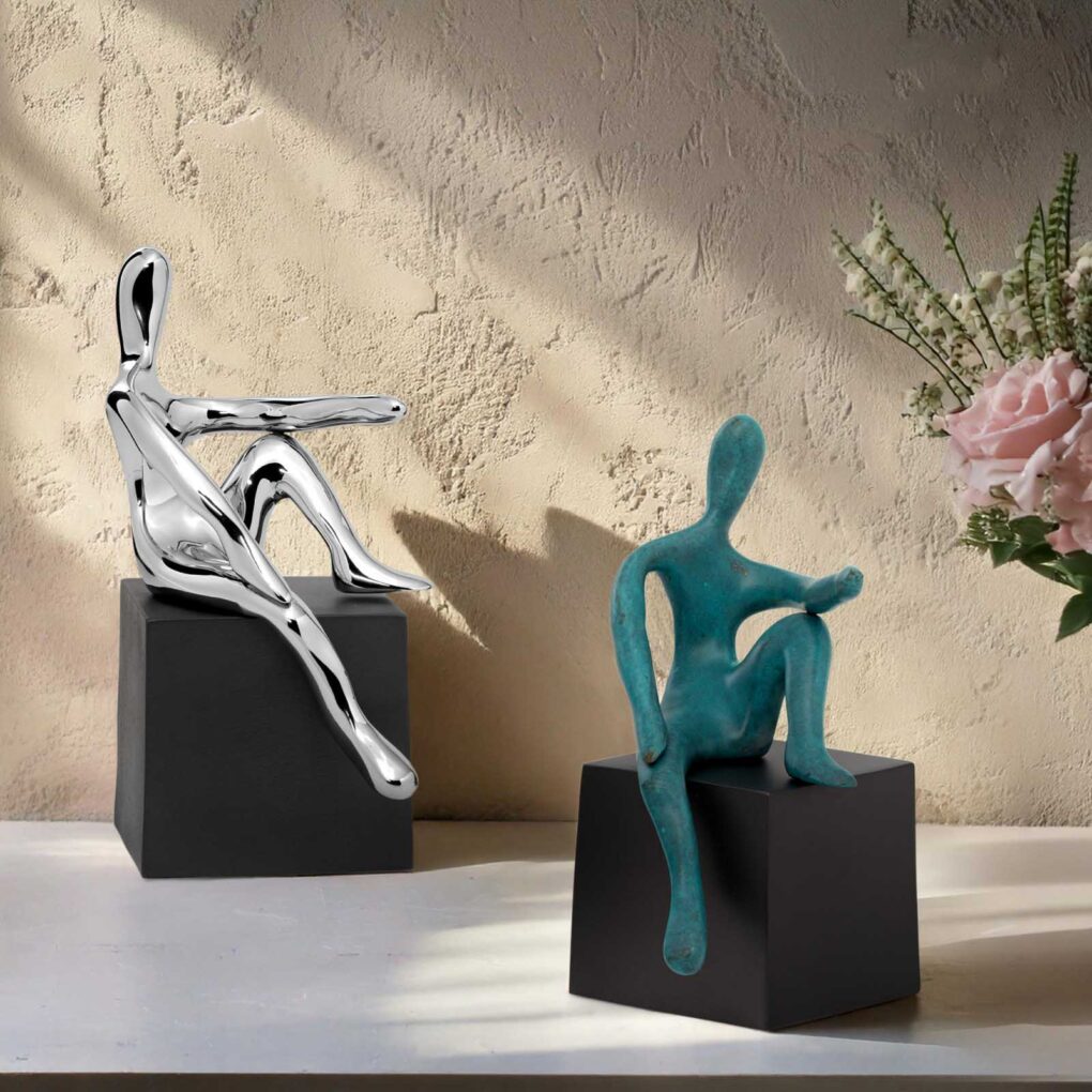 RELAXED PEDRO - Bold Brass Sculpture For Contemporary Spaces (Chromed Brass) - Image 4